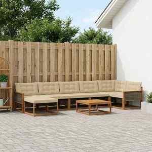 vidaXL Set de canapele de exterior cu pernă 8 pcs Natural și Bej imagine