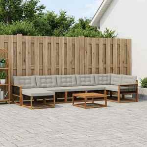 vidaXL Set de canapele de exterior 8 pcs Natural și gri deschis imagine