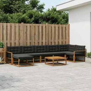 vidaXL Set de canapele de exterior cu pernă 8 pcs Natural și Negru imagine