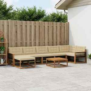 vidaXL Set de canapele de exterior cu pernă 8 pcs Natural și Bej imagine