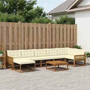 vidaXL Set de canapele de exterior cu pernă 8 pcs Natural și Crem imagine
