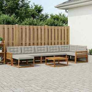 vidaXL Set de canapele de exterior 8 pcs Natural și gri deschis imagine