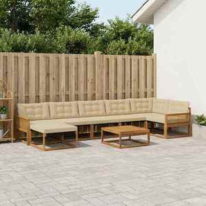 vidaXL Set de canapele de exterior cu pernă 8 pcs Natural și Bej imagine