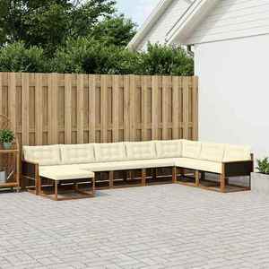 vidaXL Canapea de exterior Lemn solid de Acacia și Textilene natural imagine