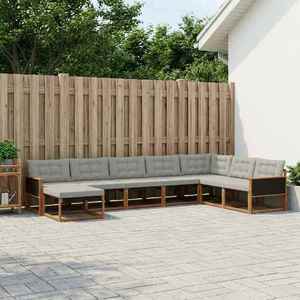 vidaXL Set de canapele de exterior 8 pcs Natural și gri deschis imagine