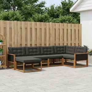 vidaXL Canapea de exterior Lemn solid de Acacia și Textilene natural imagine