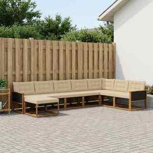 vidaXL Set de canapele de exterior cu pernă 8 pcs Natural și Bej imagine