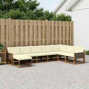 vidaXL Set de canapele de exterior cu pernă 8 pcs Natural și Crem imagine