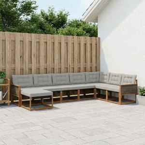 vidaXL Set de canapele de exterior 8 pcs Natural și gri deschis imagine