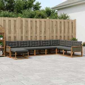 vidaXL Set de canapele de exterior cu pernă 8 pcs Natural și Negru imagine