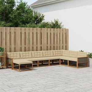vidaXL Set de canapele de exterior cu pernă 8 pcs Natural și Bej imagine
