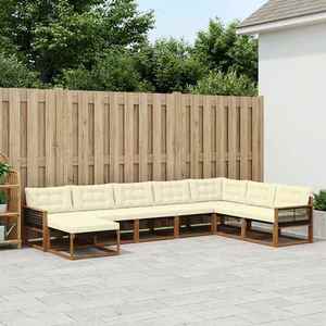 vidaXL Set de canapele de exterior cu pernă 8 pcs Natural și Crem imagine