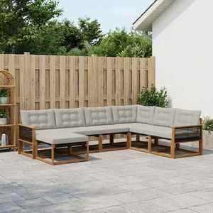 vidaXL Set de canapele de exterior 8 pcs Natural și gri deschis imagine
