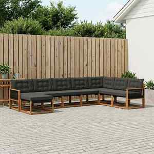 vidaXL Set de canapele de exterior cu pernă 8 pcs Natural și Negru imagine