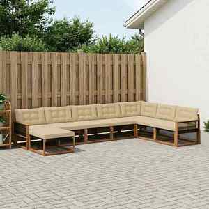vidaXL Set de canapele de exterior cu pernă 8 pcs Natural și Bej imagine