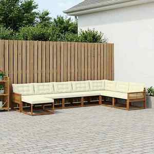 vidaXL Set de canapele de exterior cu pernă 8 pcs Natural și Crem imagine