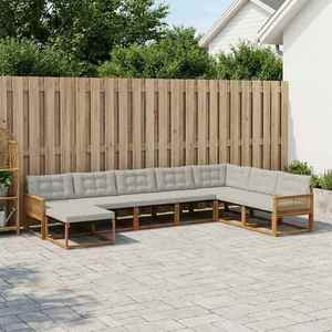 vidaXL Set de canapele de exterior 8 pcs Natural și gri deschis imagine