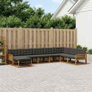 vidaXL Set de canapele de exterior cu pernă 8 pcs Natural și Negru imagine