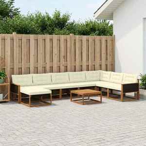 vidaXL Set de canapele de exterior cu pernă 9 pcs Natural și Crem imagine