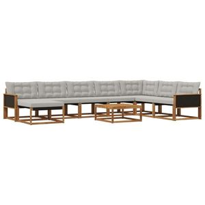 vidaXL Set de canapele de exterior 9 pcs Natural și gri deschis imagine