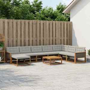 vidaXL Set de canapele de exterior 9 pcs Natural și gri deschis imagine