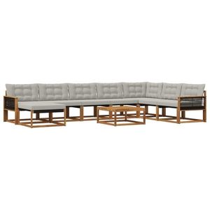 vidaXL Set de canapele de exterior 9 pcs Natural și gri deschis imagine