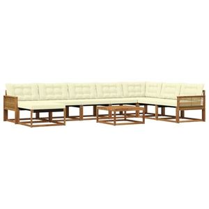 vidaXL Set de canapele de exterior cu pernă 9 pcs Natural și Crem imagine