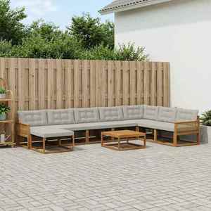 vidaXL Set de canapele de exterior 9 pcs Natural și gri deschis imagine