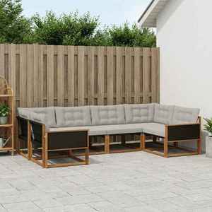 vidaXL Set de canapele de exterior 6 pcs Natural și gri deschis imagine