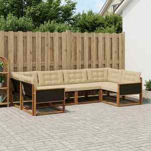 vidaXL Set de canapele de exterior cu pernă 6 pcs Natural și Bej imagine