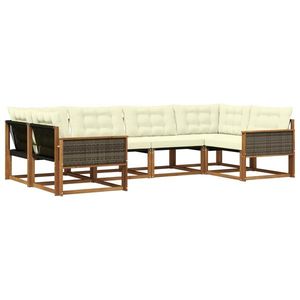 vidaXL Set de canapele de exterior cu pernă 6 pcs Natural și Crem imagine