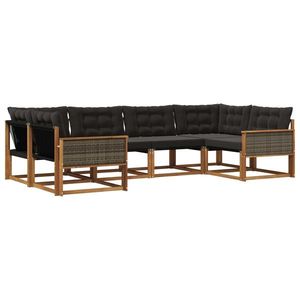 vidaXL Set de canapele de exterior cu pernă 6 pcs Natural și Negru imagine