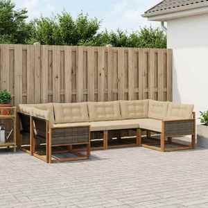 vidaXL Set de canapele de exterior cu pernă 6 pcs Natural și Bej imagine