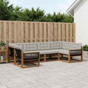 vidaXL Set de canapele de exterior 6 pcs Natural și gri deschis imagine