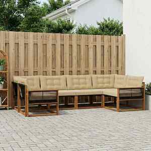 vidaXL Set de canapele de exterior cu pernă 6 pcs Natural și Bej imagine