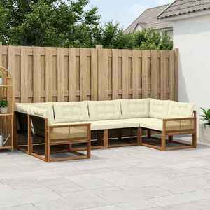 vidaXL Set de canapele de exterior cu pernă 6 pcs Natural și Crem imagine