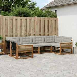 vidaXL Set de canapele de exterior 6 pcs Natural și gri deschis imagine