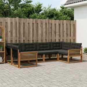 vidaXL Set de canapele de exterior cu pernă 6 pcs Natural și Negru imagine