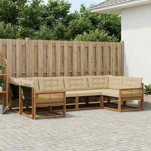 vidaXL Set de canapele de exterior cu pernă 6 pcs Natural și Bej imagine