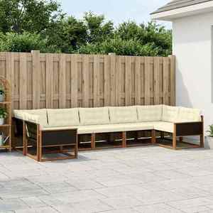 vidaXL Set de canapele de exterior cu pernă 7 pcs Natural și Crem imagine