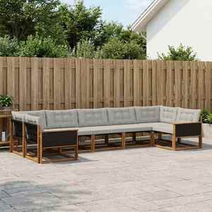 vidaXL Set de canapele de exterior 7 pcs Natural și gri deschis imagine
