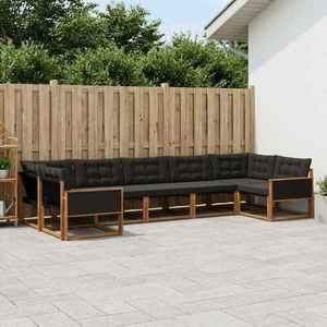 vidaXL Set de canapele de exterior cu pernă 7 pcs Natural și Negru imagine