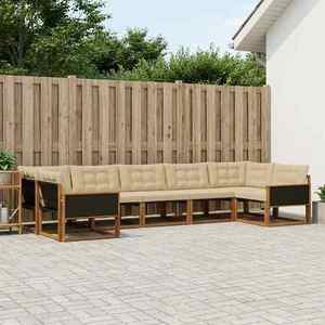 vidaXL Set de canapele de exterior cu pernă 7 pcs Natural și Bej imagine