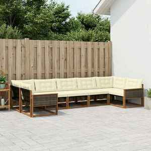 vidaXL Set de canapele de exterior cu pernă 7 pcs Natural și Crem imagine