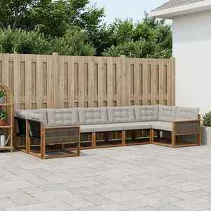 vidaXL Set de canapele de exterior 7 pcs Natural și gri deschis imagine