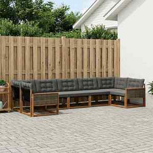 vidaXL Set de canapele de exterior cu pernă 7 pcs Natural și Negru imagine