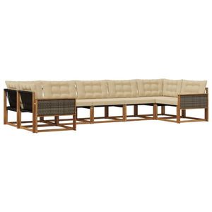 vidaXL Set de canapele de exterior cu pernă 7 pcs Natural și Bej imagine
