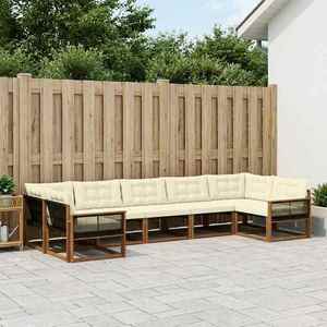 vidaXL Set de canapele de exterior cu pernă 7 pcs Natural și Crem imagine