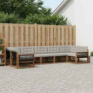 vidaXL Set de canapele de exterior 7 pcs Natural și gri deschis imagine