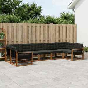 vidaXL Set de canapele de exterior cu pernă 7 pcs Natural și Negru imagine